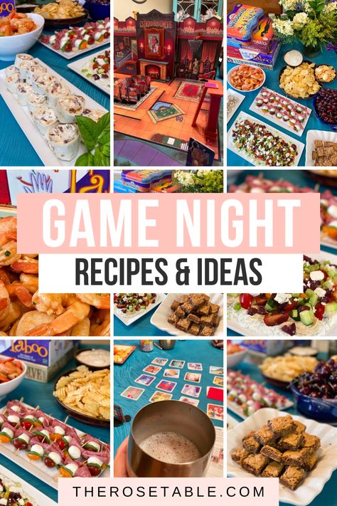 Gaming Night Snacks, Game Themed Party Food, Host Game Night Ideas, Party Game Night Ideas, Board Game Inspired Food, Board Game Night Food Ideas, Game Night Hosting Ideas, Game Night Ideas Decorations, Card Night Food