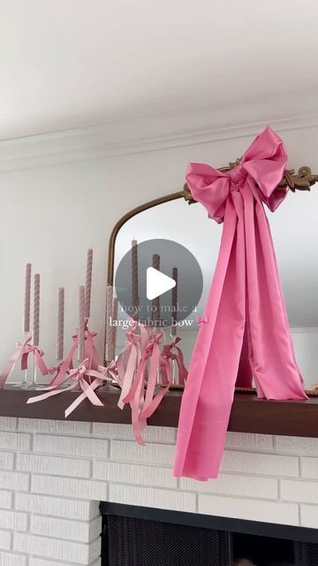 Deborah Trette on Instagram: "how to make a fabric bow! so cute and easy for galentines day decor — I used 3 yards of fabric (cut in half) hot glued to make a long ribbon piece + tied as you would shoe laces! 🎀  save + share with your favorite 🫶🏻  #bowtrend #bowdecor #coquette #diybow #galentine #galentinesday #valentinesdecor #pinkaesthetic #homedecor #easycraft #diy #easydiy" Fancy Baby Shower, Bow Decorations, Bow Garland, Booth Decor, Making Bows, Wedding 2025, Christmas 2024, Galentines Day, Bridal Shower Food