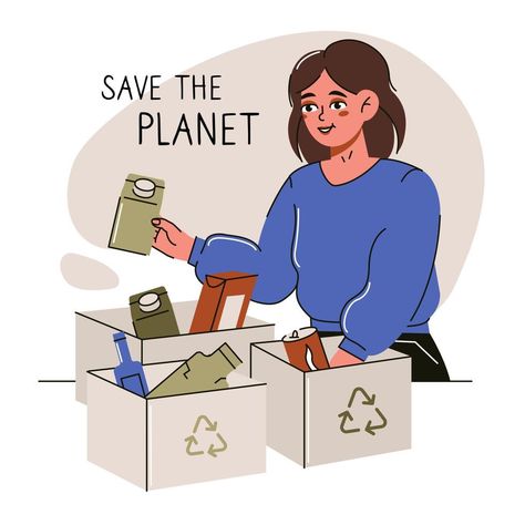 Young woman throwing plastic garbage into containers vector illustration. Waste management concept with eco-friendly girl sorting waste into different tanks. Ecological infographic for save the Earth Environmental Art, Drawing Tutorials, Drawing Tutorials For Beginners, Save The Earth, Waste Management, Save Earth, Save The Planet, Young Woman, Young Women