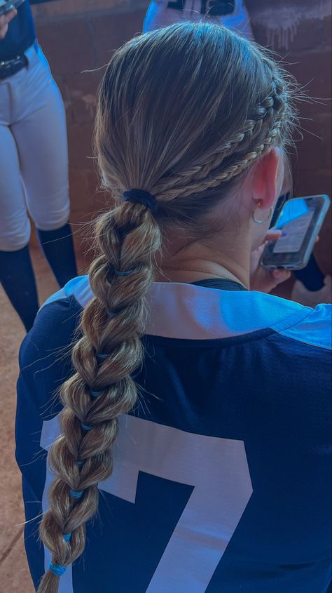 Braid Hairstyles Into Ponytail, Hairstyles With Helmets, 2 Tiny Braids Into Ponytail, Track Hairstyles No Braids, One Braid Into Ponytail, Slick Back Hairstyles For Sports, Cute Hairstyles For Amusement Parks, Orchestra Concert Hairstyles, Hair Up Styles For School