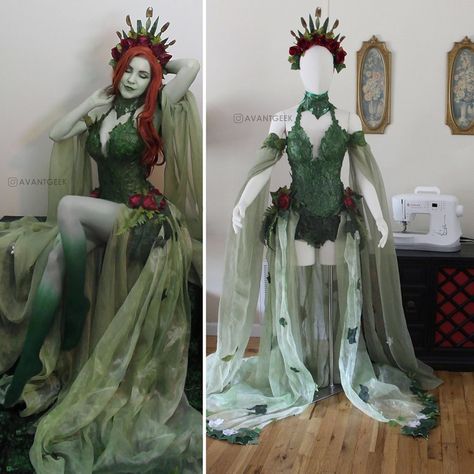 Poison Ivy Costume Kids, Posion Ivy Costume, Poison Ivy Costume Diy, Poison Ivy Dress, Poison Ivy Halloween Costume, Fairy Costume Women, Poison Ivy Costume, Ivy Costume, Raven Cosplay