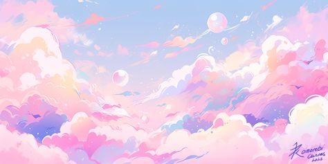 And another sky but in pink cos... why not? #skies #sky #skyandclouds #pinksky #fluffyclouds #pinkclouds #cottonclouds #cottoncandy #pink #whynot #cloudillustration #skyillustration #animesky #natureillustration #digitalart #digitalillustration #instart #artofinstagram #artgram Space Background Aesthetic Landscape, Pink Mac Wallpaper Aesthetic, Sky Discord Banner, Pink Celestial Aesthetic, Anime Sky Background, Pink Wallpaper Desktop Hd, Pastel Wallpaper Desktop, Pink Backgrounds Aesthetic, Sky Widget