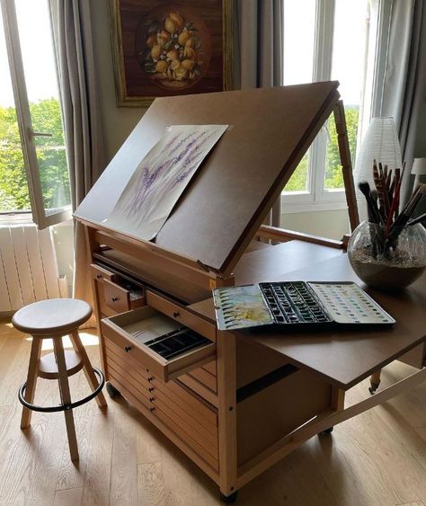 Artist Studio Storage, Artist Home Studio, Last Day Of Sale, Artist Desk, Bedroom Wall Units, Art Studio Storage, Small Art Studio, Home Atelier, Drawing Desk