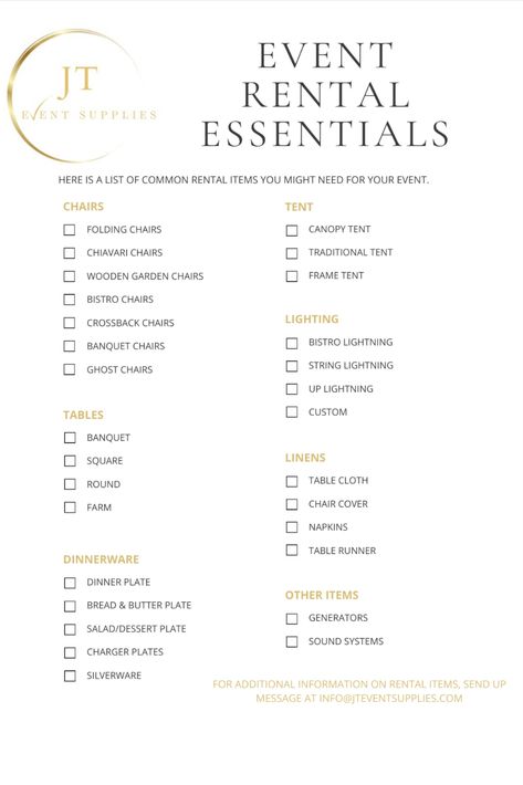 Hosting an event can be very challenging. We've put together a list of common rentals needed for an event. If you want more information, please reach out to us. #HappyEventPlanning #EventRentals #TableandChairs Events Planning Ideas, Party Rental Space Ideas, Event Planning Supplies, Event Equipment Rental, How To Plan An Event, Event Planning Storage Ideas, Owning An Event Space, Event Planning Names Ideas, Event Decorator Business