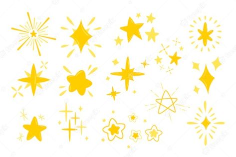 Cute Sparkles Drawing, Star Doodle Wallpaper, Cute Star Illustration, Different Ways To Draw Stars, Cute Stars Drawing, Drawing Sparkles, Cute Star Drawing, How To Draw Stars, Star Illustration Design