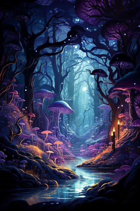 Enchanted Snow Forest, Wonderland Landscape Art, Dark Fantasy Background Landscape, Digital Art Fantasy Magic, Ipad Wallpaper Fantasy Art, Fae Background, Fantasy Magical Forest, Fantasy Woods Art, Forest Kingdom Fantasy Art