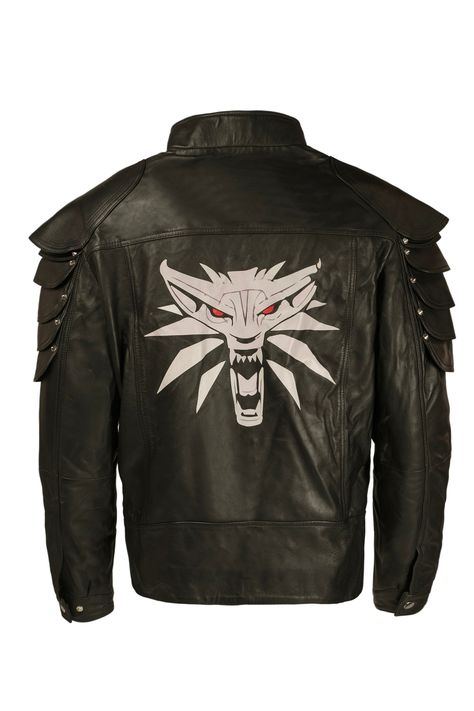 Cyberpunk V's Samuraii Wolf School Leather Jacket by Oxandbullsleather on Etsy Man Style, Witcher Signs, Samurai Skull, School Emblem, Flaming Skull, Edgy Design, Skull Logo, Men's Leather Jacket, Vegan Leather Jacket