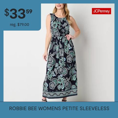 This Robbie Bee women's petite sleeveless maxi dress offers a soft and flowing silhouette and stands out with a beautiful paisley pattern. It's made from a knit fabric with a round neckline. Style it with strappy sandals and statement jewelry for a chic and effortless ensemble for special occasions.Closure Type: Pullover HeadNeckline: Round NeckSleeve Length: SleevelessApparel Length: 52 InchesDress Length: Long LengthFiber Content: 95% Polyester, 5% SpandexFabric Description: ItyCare: Dry Flat…