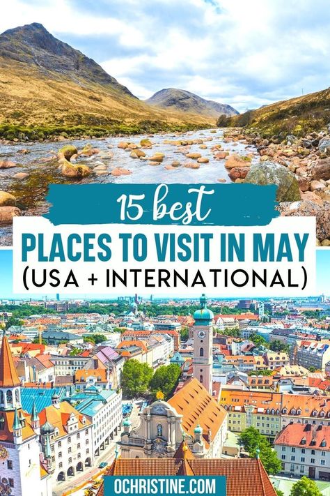 15 Best Places to Visit in May (USA + International) | Are you searching for the best places to vacation in May? It typically has mild temperatures, more affordable rates, and smaller crowds. Whether you’re hoping to spend time out in nature or explore a big city, here are 15 of the best places to vacation in May. | best places to visit in may | best places to visit in may in us | countries to visit in may | best countries to visit in may | Nature, Unique Travel Destinations Usa, May Travel Destinations, Must Visit Places In Us, Places In The Us That Look Like Europe, Best Places To Travel 2023, Top Places To Visit In The World, Best Places To Travel In May, Best Cities To Visit In Usa