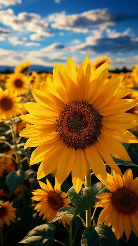 Brilliant yellow sunflowers sway in a sunny meadow. Vertical Mobile Wallpaper AI Generated Bonito, Nature, Sunflower Hd Wallpaper, Sunflower Wallpaper Hd, Sunflower Wallpaper Iphone, Sunflowers Aesthetic, Sunflower Photos, Sunny Meadow, Sunflower Aesthetic