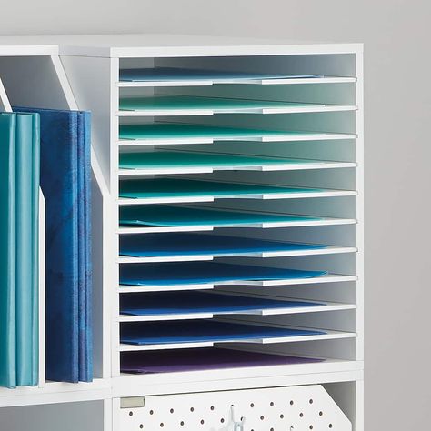 Kallax Ikea Shelves, 12x24 Paper Storage, Organisation, Craft Room Paper Storage, Craft Storage Small Space, Colored Paper Organization, Paper Storage Organization, Billy Bookcase Craft Room, Ikea Kallax Craft Storage