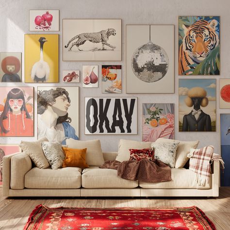 Set of 100. Maximalist Gallery Wall Set, Eclectic Wall Art, Printable Exhibition Posters, Vintage Prints, Living Room Decor Digital Download You will get 100 JPG files: 5000 x 7000 px, 300 dpi. As each poster is of exceptional quality, the complete product carries substantial weight. Therefore, the download link will be provided in a PDF file, accessible immediately upon purchase. This link directs you to a Google Drive folder, granting the option to download files individually or collectively. Maximalist Gallery Wall, Eclectic Wall Art, Gallery Wall Living Room, Maximalist Decor, Apartment Decor Inspiration, Gallery Walls, Decor Minimalist, Apartment Inspiration, Gallery Wall Set