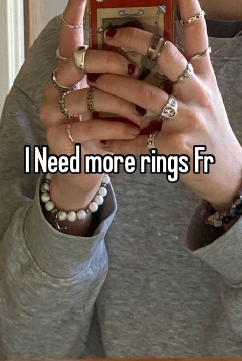 Rings Aesthetic Queer, Rings Masc Women, Hand With Lots Of Rings, Getting A Piercing Aesthetic, Rings On Every Finger, Silver Jewelry Aesthetic Rings Grunge, Chunky Silver Rings Aesthetic Grunge, Masc Lesbian Jewelry, Silver Grunge Rings