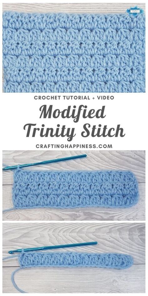 Learn how to crochet the Modified Trinity Stitch - a free step by step tutorial Trinity Stitch Crochet, Crochet Trinity Stitch, Crochet Increase, Trinity Stitch, Crochet Baby Blanket Beginner, Crochet Heart Pattern, Crochet Symbols, Crochet Stitches For Beginners, Learn How To Crochet