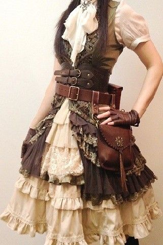 outfit Steampunk Mode, Steampunk Outfits, Moda Steampunk, العصور الوسطى, Mode Steampunk, Steampunk Skirt, Steampunk Dress, Steampunk Cosplay, Steampunk Wedding