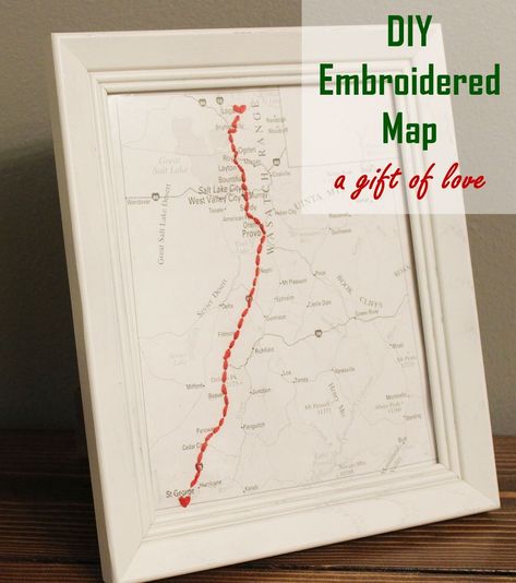 DIY Embroidered Map: The Most Thoughtful GiftEver Embroidered Map, Journey Theme, Embroidery Map, Travel Themed Room, Christmas Presents For Moms, Memory Gifts, Travel Map Diy, Map Ideas, Cheap Wall Art