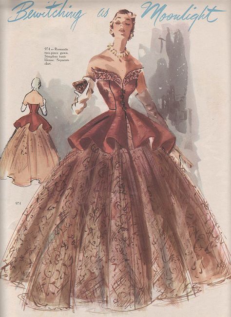 1951 Spring Summer Modes Royale Vintage Fashion Sketches, Istoria Modei, Patron Vintage, A Group Of People, Fashion Illustration Vintage, Vintage Dress Patterns, Retro Mode, Morning Everyone, Group Of People