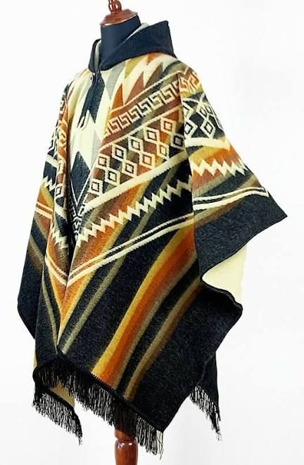AllFreeCrochet - 1000s of Free Crochet Patterns Poncho With Hood Pattern, Traditional Aztec Clothing, Poncho Reference, Poncho Drawing, Fantasy Desert Clothing, Fantasy Poncho, Southwest Outfits, Wilderness Outfit, Native American Clothes