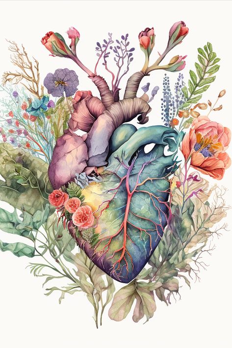 Sorozat létrehozása
Heart overgrown with flowers - anatomy floral botanical watercolor illustration Anatomy Heart, Medical Artwork, Human Heart Anatomy, Anatomical Heart Art, The Human Heart, Heart Anatomy, Healing Vibes, Doctor's Office, Heart Illustration