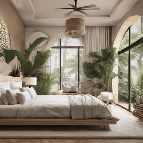 Ultra realistic photo of Modern take on upscale bali inspired small condo white cream stone, light wwoodl round arches interor view of bedroom withtropical foliage #ai #aiart # Hostel Decor, Guys Room Aesthetic, Decor Living Room Ideas, Hostel Room, Cool Kids Bedrooms, Home Cozy, Coastal Wall Decor, Home Aesthetic, Home Makeover