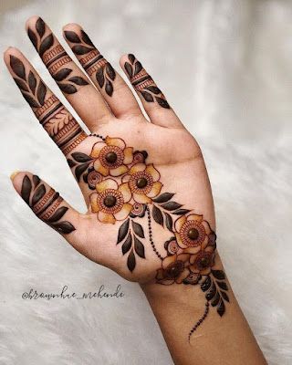 Brownhue Mehendi, Henna Fingers, Hand Mehndi Designs Back, Mehandi Videos, Mehandi Tutorial, Mehndi Designs Back Hand, Mehndi Designs Back, Henna Arabic, Front Hand Mehndi Designs