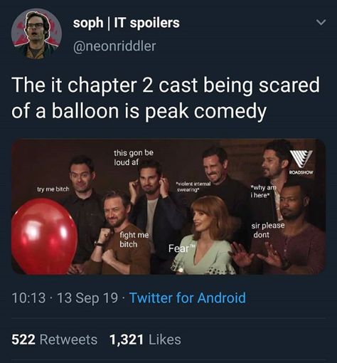 Funny moments in The It Movie Chapter 2 Humour, It Funny Moments, Reddie Chapter 2, It Chapter 2 Cast, It Cast Funny, It Stephen King, It Memes, It Chapter 2, Loser Club