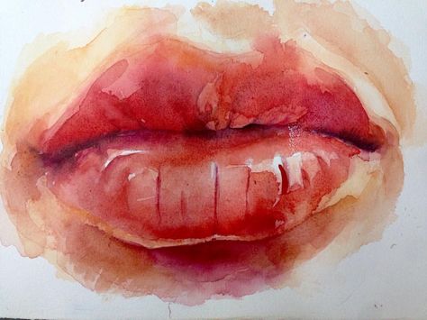 Lips Painting, Learn Watercolor Painting, Watercolor Blog, Learn Watercolor, Drawing Journal, Watercolor Paintings For Beginners, Academic Art, Lip Paint, Paper Pen