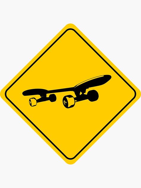 "Skateboard Sign" Sticker by AaronKinzer | Redbubble Sneakerhead Aesthetic, Longboard Aesthetic, All World Flags, Cartoon Spaceship, Skateboard Birthday, Stamp Stickers, Skate Stickers, Cartoon Caracters, One Piece Tattoos