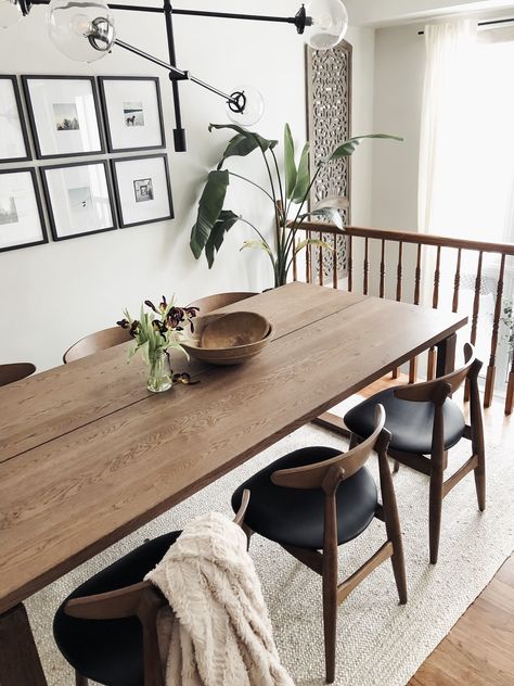 Mid Century Modern Dining Room Table, Long Dining Room Tables, Ikea Dining Room, Mid Century Dining Room, Ikea Dining, Boho Dining Room, Mid Century Modern Dining Room, Wood Dining Room Table, Minimalist Dining Room