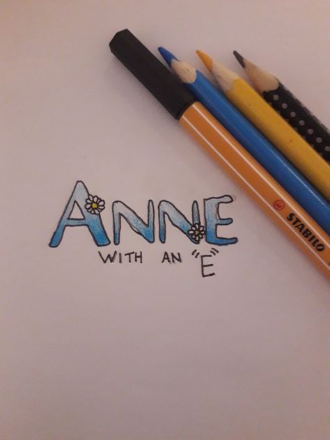 Anne With An E Art Drawing, Anne With An E Drawing, American Series, Drawing Book, Big Words, Anne With An E, Anne Shirley, Cool Sketches, Anne Of Green Gables