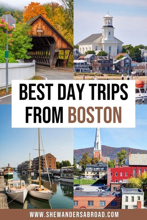 Do you have some extra days in Boston? Discover the best day trips from Boston including charming small towns, gorgeous natural scenery & fun city attractions. | Boston day trip ideas | Boston travel tips | Boston travel guide fall | Boston day trip fall | Boston day trip with kids | Boston best things to do | New England best places to visit | Salem Massachusetts | Providence RI | Newport RI | Cape Cod MA | Rockport MA | Woodstock VT | Lincoln NH | The Berkshires MA | Portland ME Boston Day Trip, Boston Family Vacation, New England Day Trips, Fall Boston, Boston In The Fall, Salem Massachusetts Travel, Boston With Kids, Day Trips From Boston, Boston Summer