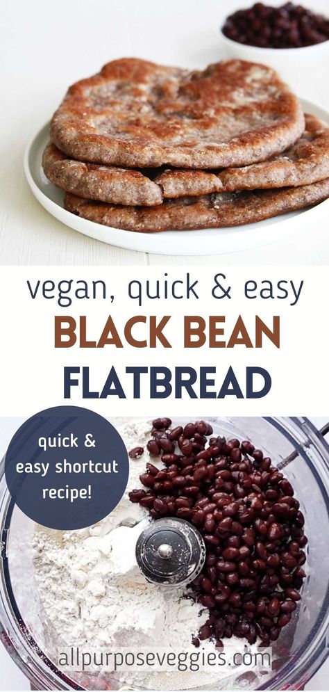 Here's a healthier, lower-carb twist on traditional naan bread: homemade black bean naan! Not only do these flatbreads have a great savory flavor, but they also pack a powerful punch of fiber and protein from the black beans, which will keep you feeling satisfied and full for longer. The best part? It's all made in the Food Processor. #flatbread #naan #naanbread #flatbreadrecipes #blackbean Homemade High Fiber Bread, Black Bean Bread, What Can I Make With Black Beans, Bean Bread Recipes, Black Bean Flour Recipes, Dried Black Bean Recipes, Vegan Black Bean Recipes, Flatbread Toppings, Bean Bread