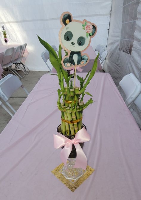 Panda Party Centerpieces, Panda Centerpieces, Bamboo Centerpieces, Panda Themed Party, Bamboo Panda, Panda Baby Showers, Joy Baby, Panda Party, Pink Panda