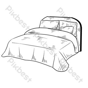 Cute Bed Drawings, Bed Tattoo Design, Bed Design Drawing, Bed Art Drawing, How To Draw A Bed, Bed Drawing Sketches, Bed Drawing Easy, Bed Drawing Reference, Bed Doodle