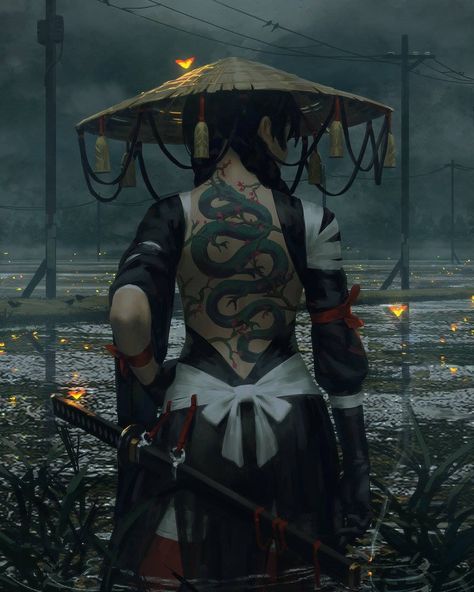 Wanderer Ninja Female, Wallpaper Warrior, Samurai Fantasy, Warrior Wallpaper, Dress Wallpaper, Guerriero Samurai, Warrior Images, Digital Character, Female Samurai
