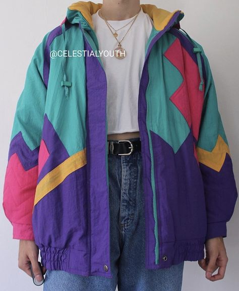 Colorful 80s Fashion, 80s Fashion Colorful, 80d Fashion, Colorful 90s Outfits, 80 Inspired Outfits, Pop Clothes, 80s Clothes, Ropa Upcycling, Fun Jacket