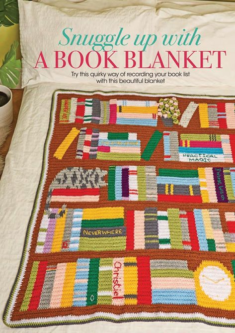 Amigurumi Patterns, Book Themed Crochet Blanket, Crochet Bookcase Blanket, Crochet Bookshelf Blanket, Book Crochet Blanket, Crochet Book Blanket, Library Crochet, Cute Crochet Blanket, Book Blanket