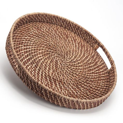 PRICES MAY VARY. Round Tray Size: 13.8 inch diameter x 2 inch height. The tray designed with inside handles, both elegant and easy for carrying and serving Made with hand woven rattan material, durable and eco-friendly, add a natural touch to any room Multifunction: Could be used as food / tea / drinks serving tray, decorative tray for ottoman, serving trays for ottomans, coffee table tray, fruit basket or hostess trays; A perfect gift for hostess or bride The circle ottoman tray is very easy to Kitchen Utensil Decor, Breakfast Drinks, Kitchen Countertop Decor, Woven Trays, Rattan Tray, Countertop Decor, Counter Decor, Kitchen Counter Decor, Wicker Tray