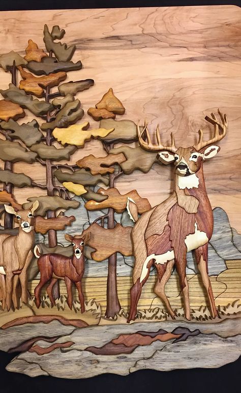 Free Intarsia Wood Patterns, Wood Intarsia Patterns, Bois Intarsia, Elk Silhouette, Intarsia Wood Patterns, Deer Artwork, Wooden Christmas Crafts, Intarsia Wood, Laser Cut Wood Crafts