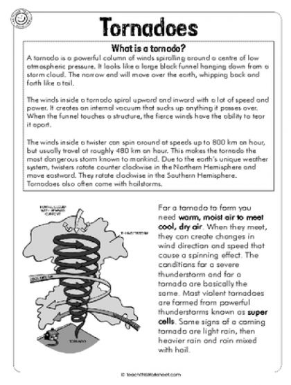 6th Grade Science, Nature, Tornado Science, Natural Disasters For Kids, Weather Activities For Kids, Weather Lessons, School Science Projects, Weather Science, Kids Worksheets