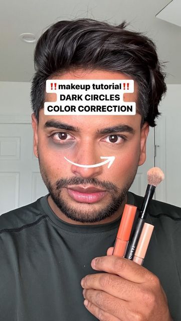 Aditya Madiraju on Instagram: "Easy undereye dark circle color correction tutorial 🧡 Pink/Peach/Orange color correctors neutralize undereye discoloration. Picking the right shade of corrector according to your skin color is important to avoid orange undereyes! 👍🏽 @elfcosmetics Camo Color Corrector shade Orange @hudabeauty #FauxFilter Luminous Matte Concealer shade Granola 4.5G #colorcorrection #darkcircles #concealer #makeuptips #makeup #makeuptutorial #undereye" Peach Concealer Under Eye Circles, Color Correcting Dark Circles Under Eyes, How To Select Concealer Shade, Color Corrector For Black Women, Concealing Dark Circles Under Eyes, Colour Corrector Guide, Concealer Makeup Look, Undereye Makeup Tutorial, Color Corrector Guide