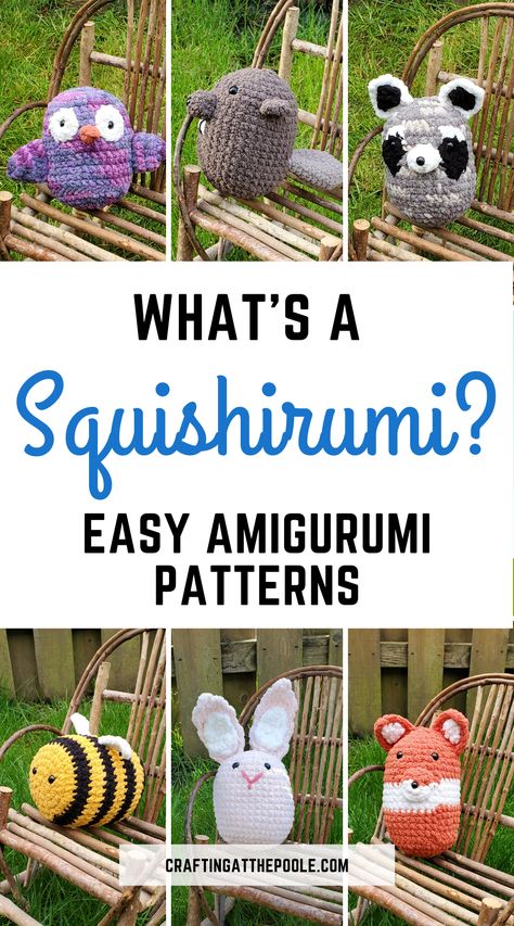 What's a Squishirumi? Simply put... You'll have to read the post! Just know that the answer is along the lines of "a super easy amigurumi type"! Theses things are so dang cute, and being made in a chunky yarn they are super fast! The Bernat Blanket yarn they're made is makes them very soft and squishy, give one a try! Get the Fox pattern for FREE, plus he and all the others have video tutorials on my YouTube channel. #bernatblanketyarn @yarnspirations #easyamigurumi #amigurumicrochetpattern Amigurumi Patterns, Squishy Amigurumi Free Pattern, Bernat Yarn Patterns Crochet, Bernat Blanket Yarn Patterns Crochet Amigurumi, Easy Amigurumi Crochet, Cute And Easy Crochet, Easy Crochet Amigurumi, Bee Amigurumi, Yarn Animals