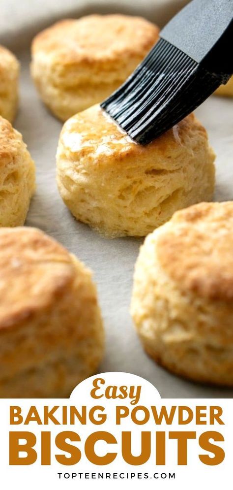 These baking powder biscuits are buttery, soft, and flaky. It is a perfect quick biscuit recipe that you can easily prepare from scratch. Just imagine warm, fresh biscuits served with jam or a drizzle of honey. What can be better? Biscuits Without Shortening, Best Baking Powder Biscuits, Fluffy Baking Powder Biscuits, Emergency Biscuit Recipe, Best Easy Biscuit Recipe, Simple Biscuit Recipe 4 Ingredients, Wheat Flour Biscuits, Baking Powder Biscuits Recipe Easy, Easy Baking Powder Biscuits