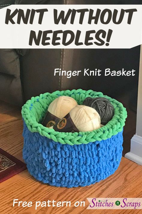 Loom Knit, Knit Basket Pattern, Knitting Loom Socks, Loopy Yarn, Finger Knitting Projects, Finger Knit, Vinyl Shelf, Yarn Basket, Basket Pattern