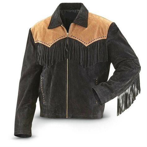 Men Black Suede Leather Coat American Cowboy Western Fringes Wear New - TheLeatherAble #TheLeatherAble#brownjakcet #quiltedjacket #gotojacket #bikerjacket #sexyjacket#blackjacket #bomberjacket #brandojacket #Lambskinleatherjacket#cowhidejacket #pocketjacket #bikerjacket #celebrityjacket #salejacket#basicleatherjacket #slimfitjacket #winterjacket #stunningjacket#bikerjacket #USAleatherjacket #uniquejacket #partyjacket#leathersjacket #hollywoodjacket #casualjacket #winterspecialjacket Cowboy Leather Jacket, Women Leather Vest, Cowboy Jacket, Shearling Jacket Women, Motorcycle Jacket Women, Distressed Leather Jacket, Suede Fringe Jacket, Studded Leather Jacket, Long Leather Coat