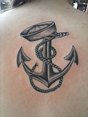 Black and grey navy anchor on back. Anchor Tattoos For Women, Us Navy Tattoos, Navy Anchor Tattoos, Anker Tattoo Design, Marine Tattoos, Grandfather Tattoo, Navy Tattoos, Sailor Tattoos