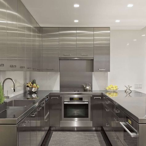 Stainless Kitchen Design, Stainless Steel Kitchen Counters, Stainless Steel Kitchen Design, Dirty Kitchen Design, Stainless Steel Kitchen Cabinets, Commercial Kitchen Design, Metal Kitchen Cabinets, Steel Kitchen Cabinets, Dirty Kitchen