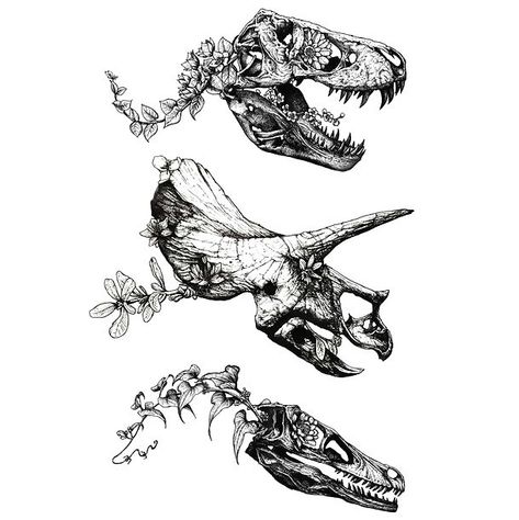 500+ Best Animal Tattoo Designs - Dinosaur Skulls Decaying Tattoo, Tier Tattoo, Kunst Tattoos, Dinosaur Tattoos, Girls With Sleeve Tattoos, Tree Of Life Tattoo, Geniale Tattoos, Name Tattoos, Tree Tattoo