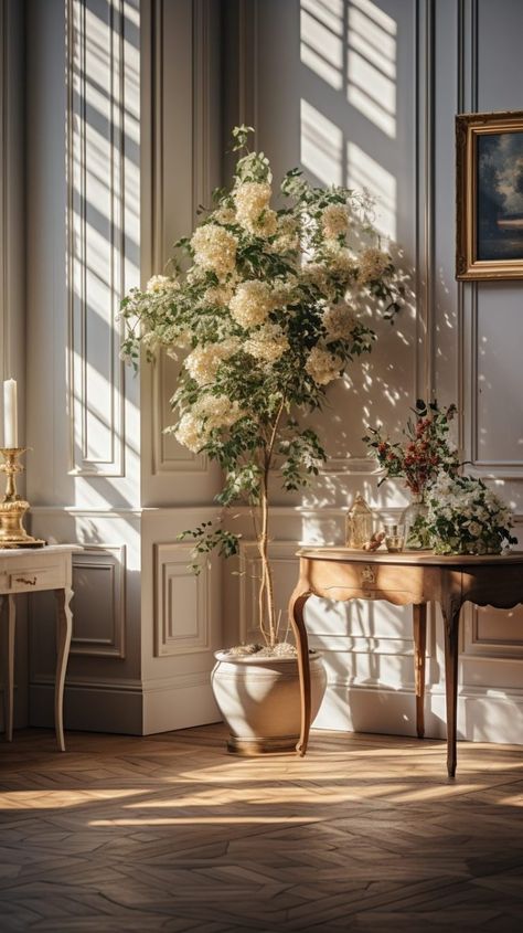 A French-Style Minimalist Home Interior Bordeaux, French English Interior Design, French House Decor Interior, Minimal French Interior, French Chateau Apartment, French Style Entryway, Parisian Office Style Interior Design, French Chateau Office, Minimalistic Home Interior