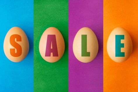 Easter sale offer, banner template. Eggs with lettering on colored background. Easter eggs sale. Spring shop market poster design Easter Eggs, Market Poster Design, Offer Banner, Market Poster, Easter Sale, Colored Background, Market Shopping, Banner Template, Poster Design